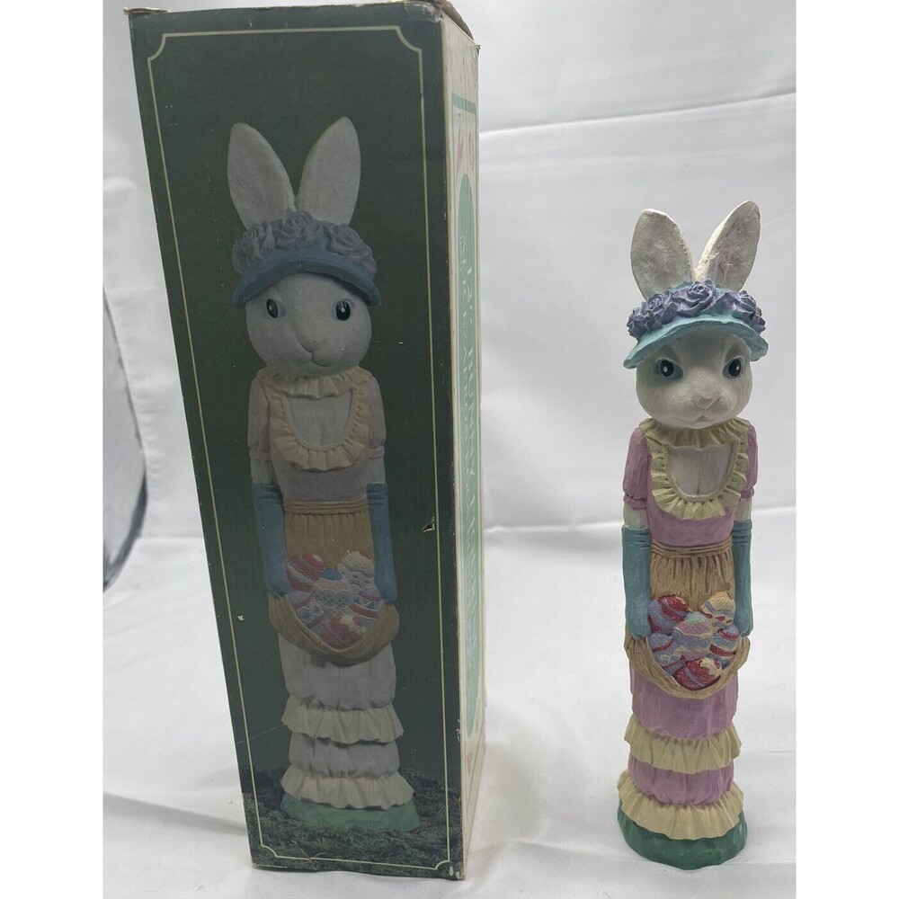 Vintage 12” Easter Bunny Figurine Alice / Apron Eggs Bunny Pencil ABC # 16871